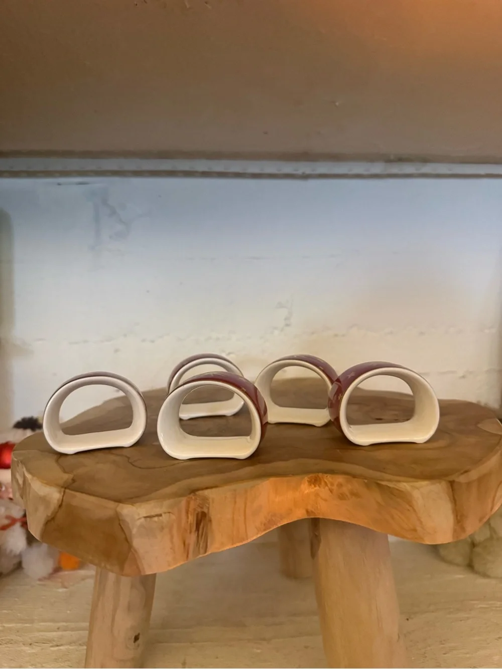Red Galaxy Star Porcelain Napkin Rings Set of 5 Sakura
